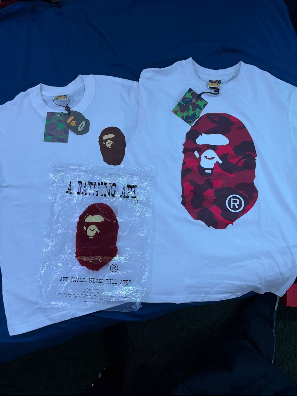 ' White T-Shirt with Red Camo Ape Head